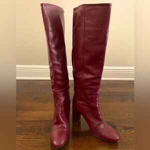 Dark red leather boots